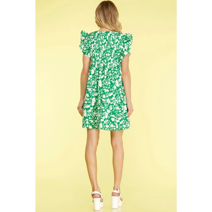 Green Floral Print Dress