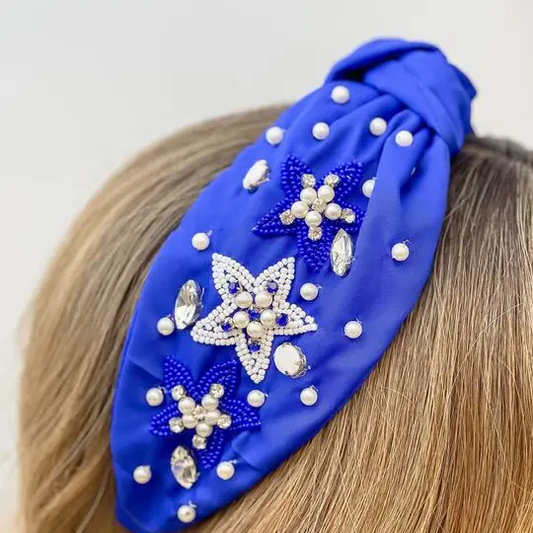 Game Day Star Headband- Blue & White