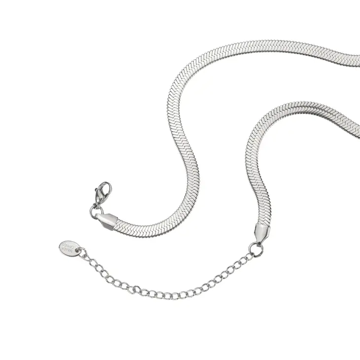 Silver Herringbone Necklace- 5mm